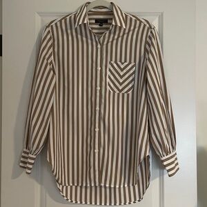 Rag & Bone Maxine Blouse Tan and White Stripe